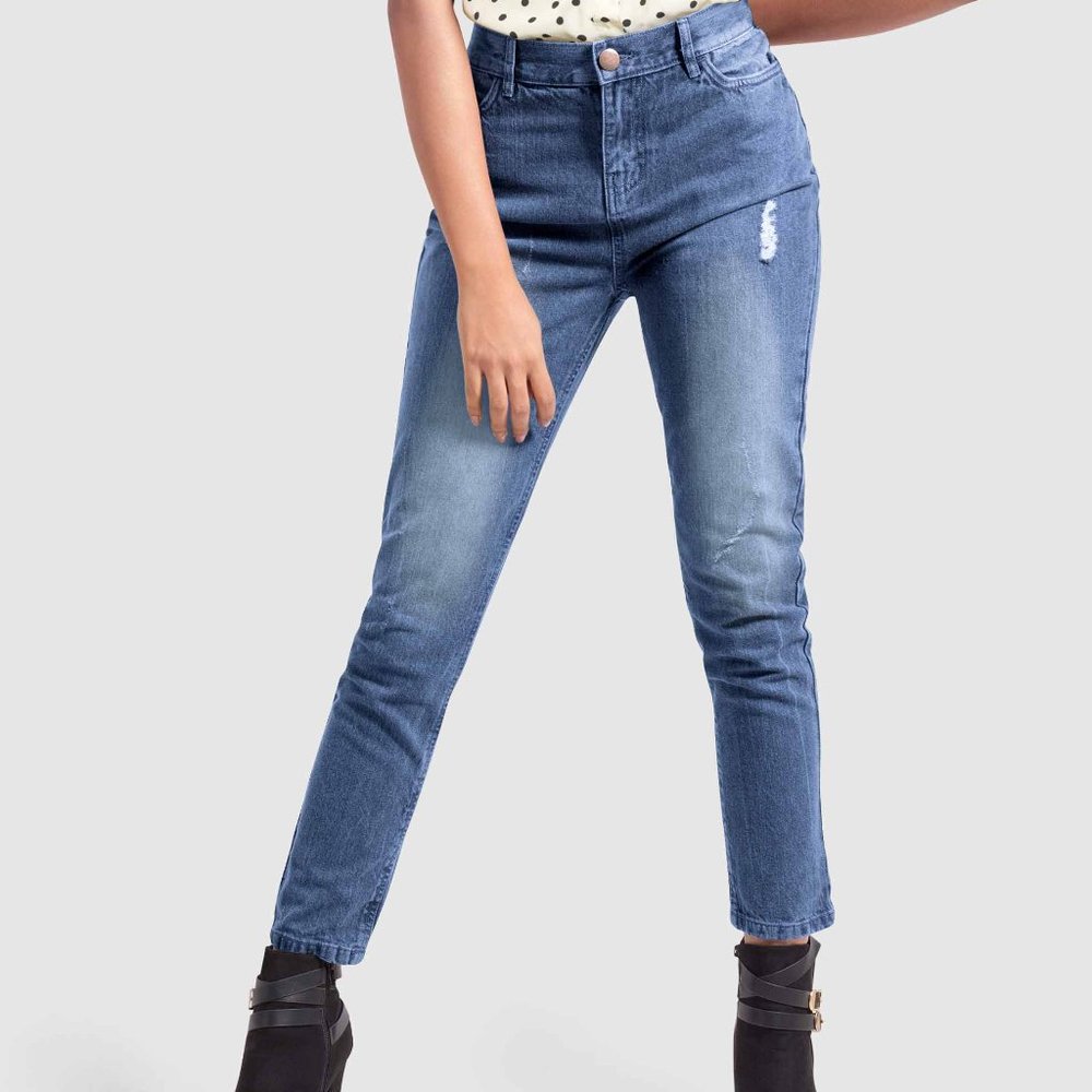 OLGYN Traditional Medium Blue Denim Ankle Pant - Picture 3 of 5
